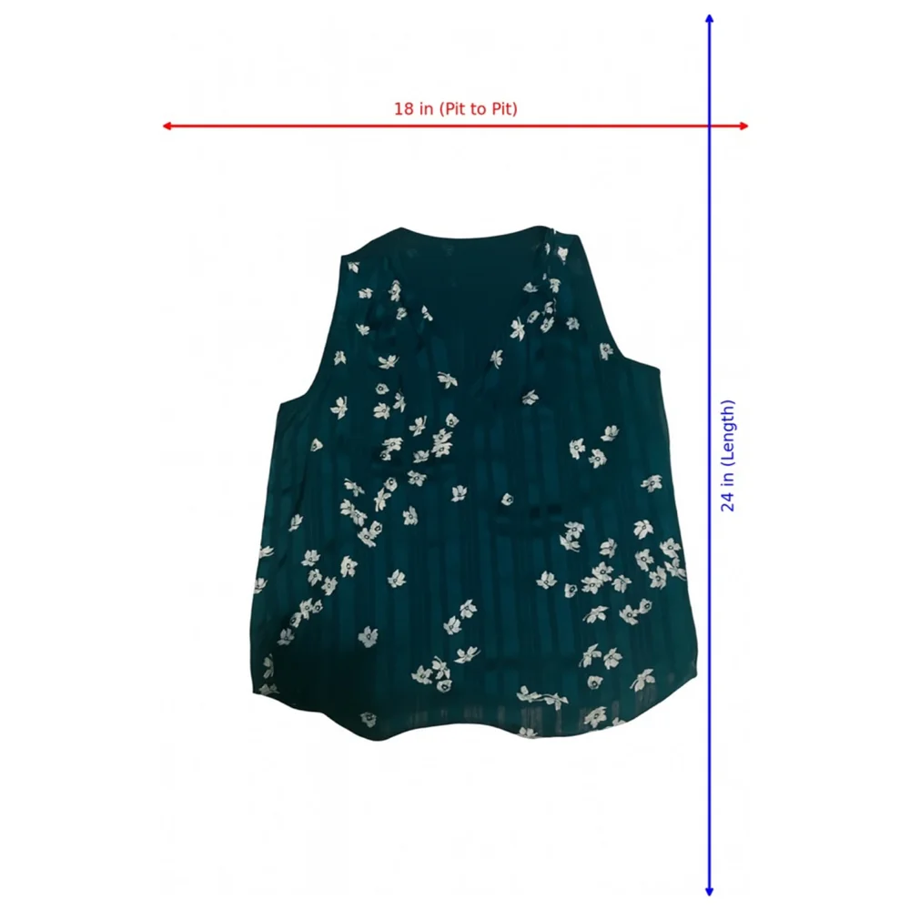 Women's Banana Republic Sleeveless Top Size M Green Floral 110